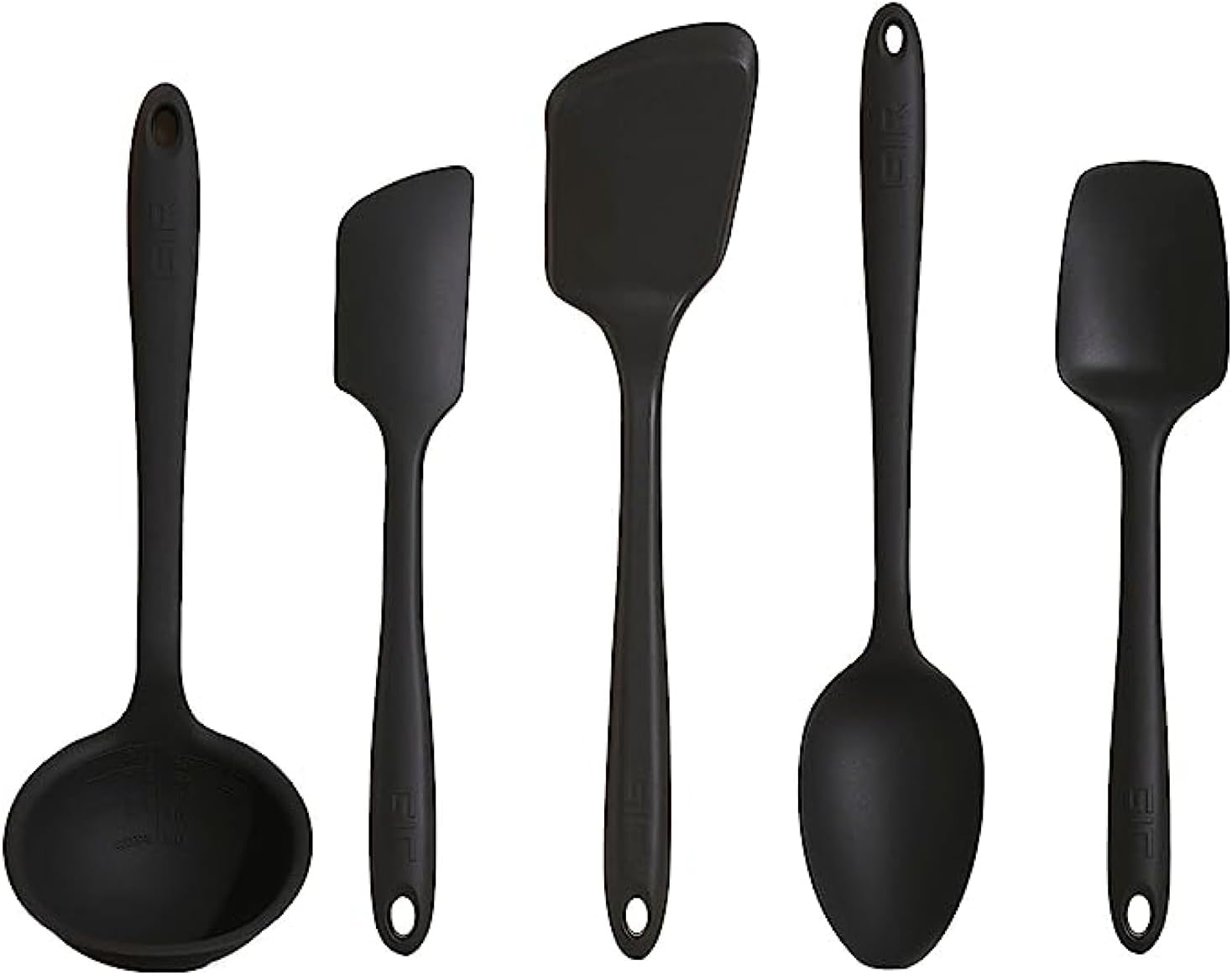 : Get It Right - 5 Piece Silicone Utensil Set - Ladle, Spatula, Flip, Spoon & Spoonula - Non-Stick - Heat Resistant - Dishwasher Safe - Kitchen Utensils - Baking Supplies - BPA & BPS Free - Mint