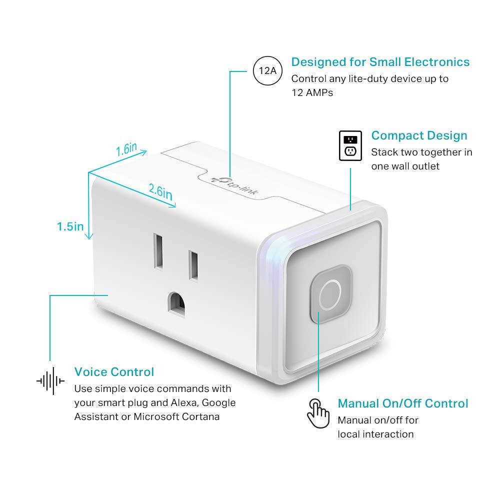 Plug HS103P4, Smart Home Wi-Fi Outlet Works with Alexa, Echo, Google Home & IFTTT, No Hub Required, Remote Control, 15 Amp, UL Certified, 4-Pack, White