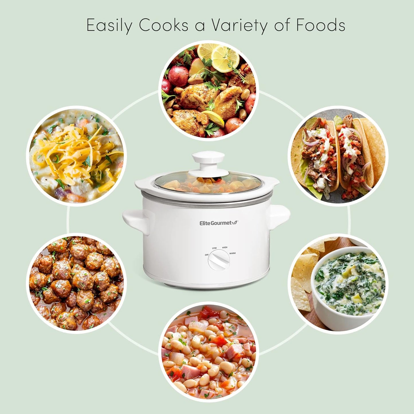 MST-250XW Electric Slow Cooker Ceramic Pot Adjustable Temp, Entrees, Sauces, Stews & Dips, Dishwasher Safe Glass Lid & Crock