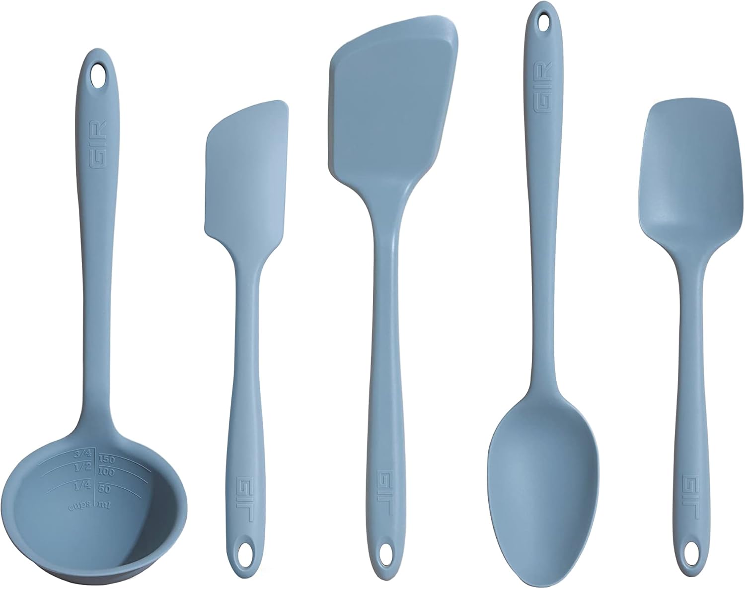 : Get It Right - 5 Piece Silicone Utensil Set - Ladle, Spatula, Flip, Spoon & Spoonula - Non-Stick - Heat Resistant - Dishwasher Safe - Kitchen Utensils - Baking Supplies - BPA & BPS Free - Mint