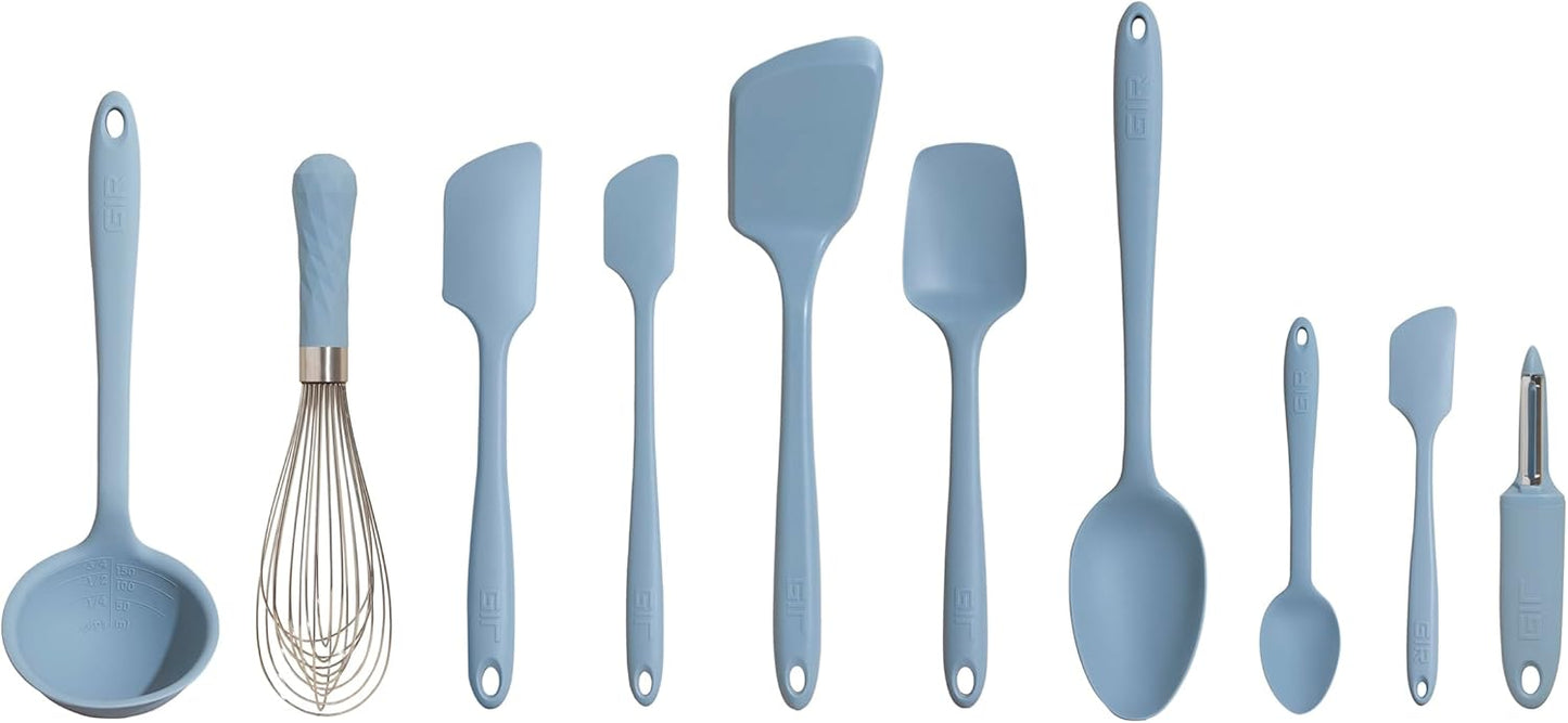 : Get It Right - 5 Piece Silicone Utensil Set - Ladle, Spatula, Flip, Spoon & Spoonula - Non-Stick - Heat Resistant - Dishwasher Safe - Kitchen Utensils - Baking Supplies - BPA & BPS Free - Mint