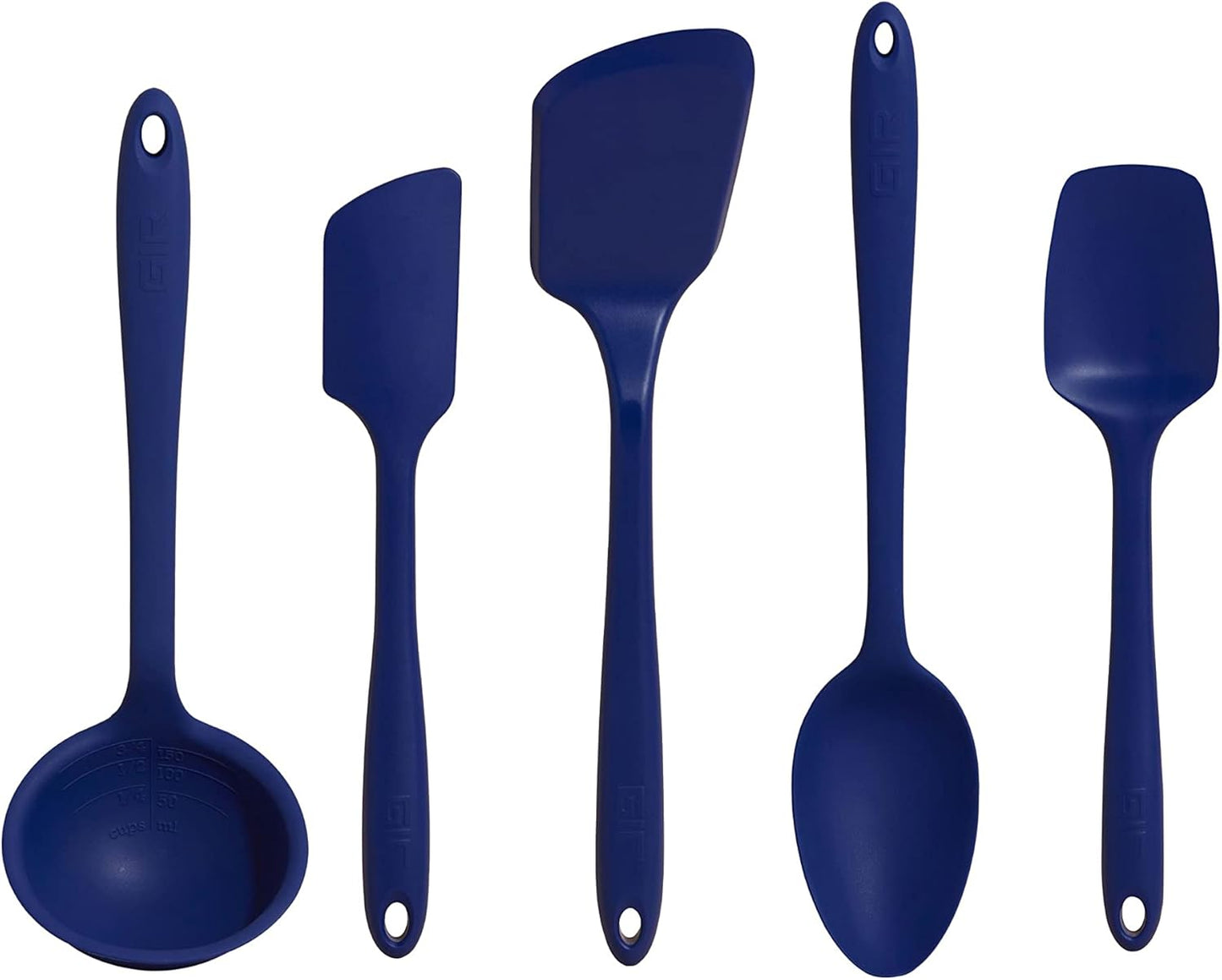 : Get It Right - 5 Piece Silicone Utensil Set - Ladle, Spatula, Flip, Spoon & Spoonula - Non-Stick - Heat Resistant - Dishwasher Safe - Kitchen Utensils - Baking Supplies - BPA & BPS Free - Mint