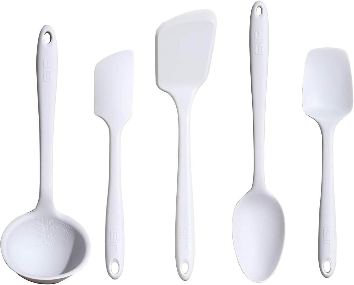 : Get It Right - 5 Piece Silicone Utensil Set - Ladle, Spatula, Flip, Spoon & Spoonula - Non-Stick - Heat Resistant - Dishwasher Safe - Kitchen Utensils - Baking Supplies - BPA & BPS Free - Mint