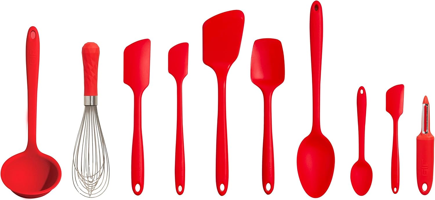 : Get It Right - 5 Piece Silicone Utensil Set - Ladle, Spatula, Flip, Spoon & Spoonula - Non-Stick - Heat Resistant - Dishwasher Safe - Kitchen Utensils - Baking Supplies - BPA & BPS Free - Mint