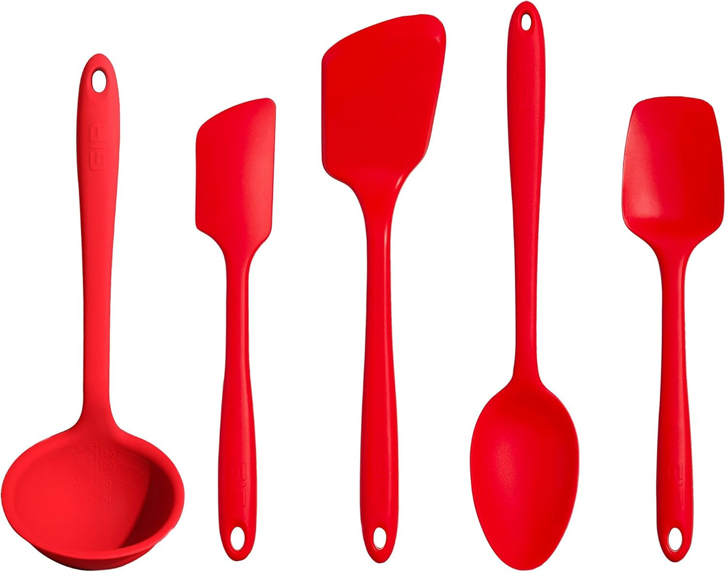 : Get It Right - 5 Piece Silicone Utensil Set - Ladle, Spatula, Flip, Spoon & Spoonula - Non-Stick - Heat Resistant - Dishwasher Safe - Kitchen Utensils - Baking Supplies - BPA & BPS Free - Mint