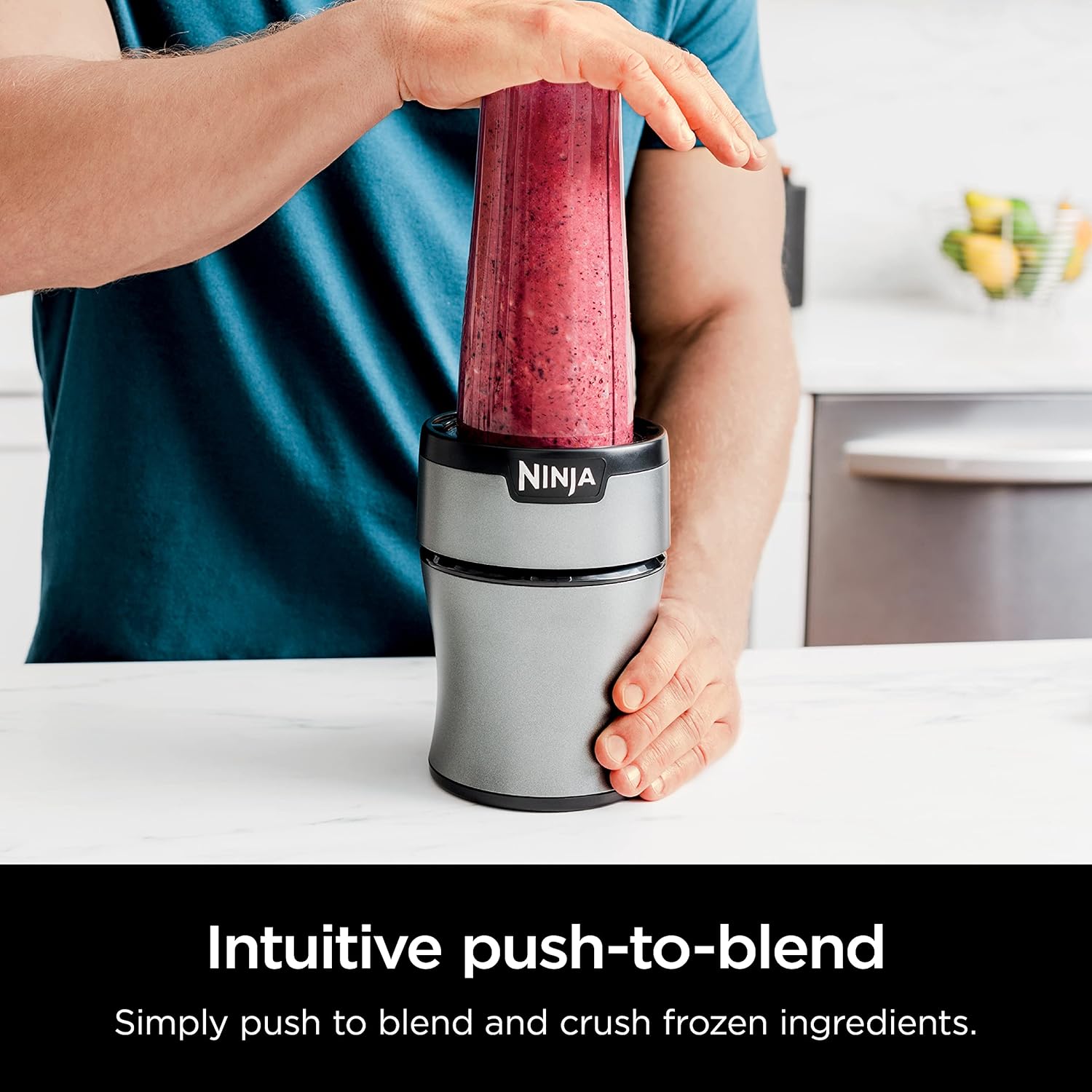 BN301 Nutri-Blender plus Compact Personal Blender, 900-Peak-Watt Motor, Frozen Drinks, Smoothies, Sauces & More, (3) 20 Oz. To-Go Cups, (2) Spout-Lids (1) Storage-Lid, Dishwasher Safe, Silver