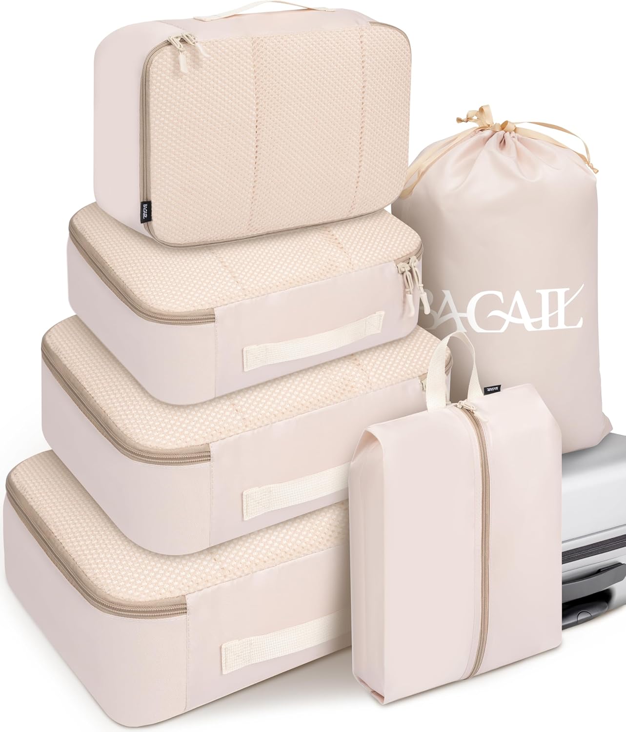 8 Set Packing Cubes Luggage Packing Organizers for Travel Accessories (Blush Pink)