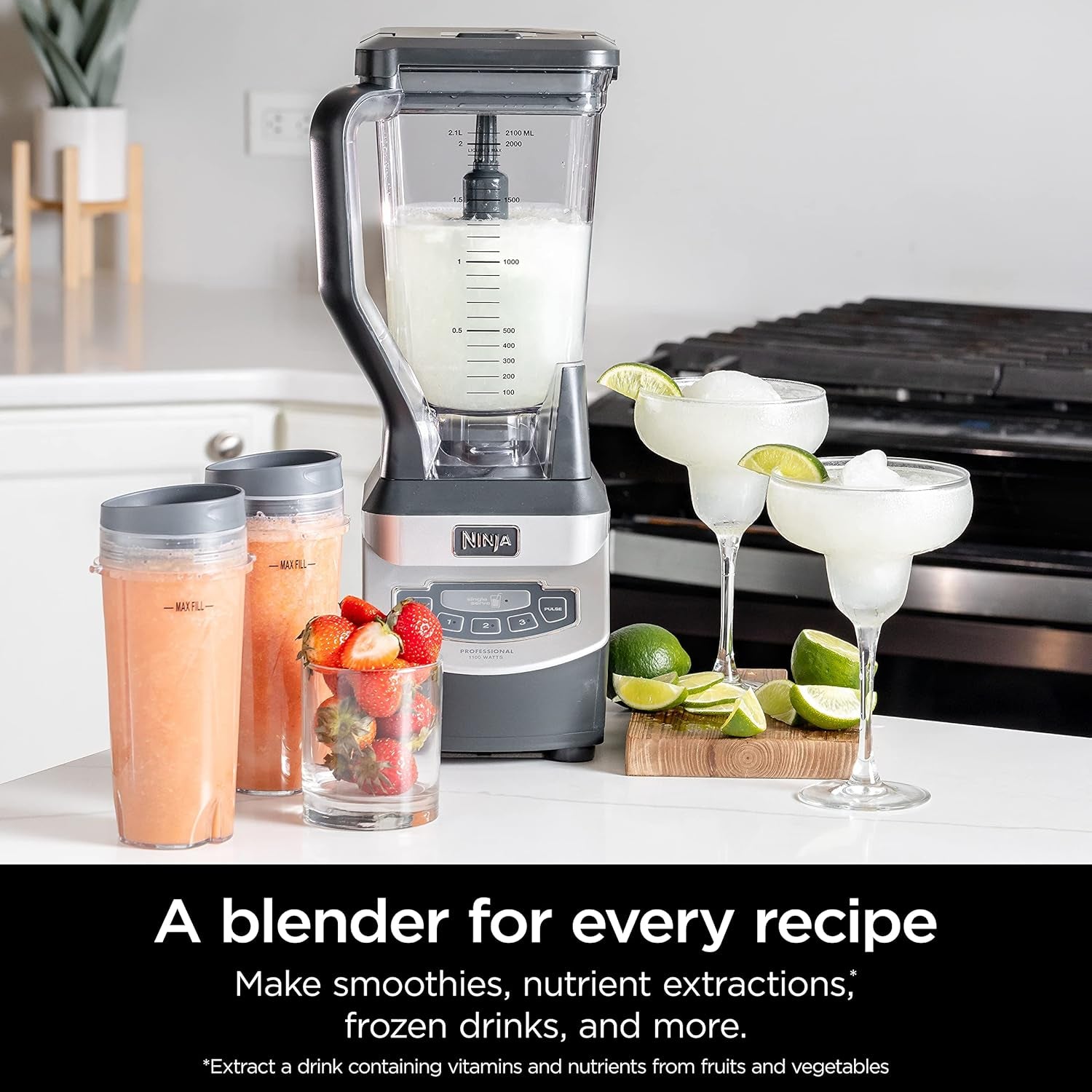 BL660 Professional Compact Smoothie & Food Processing Blender, 1100-Watts, 3 Functions -For Frozen Drinks, Smoothies, Sauces, & More, 72-Oz.* Pitcher, (2) 16-Oz. To-Go Cups & Spout Lids, Gray